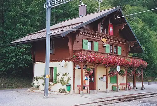 Two-story station building