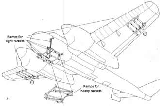 The rocket ramps of the B 18B. (The T 18B used the same wing ramps)