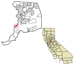 Location of Courtland in Sacramento County, California.