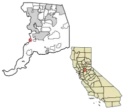 Location of Hood in Sacramento County, California.
