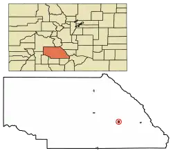 Location of Moffat in Saguache County, Colorado.