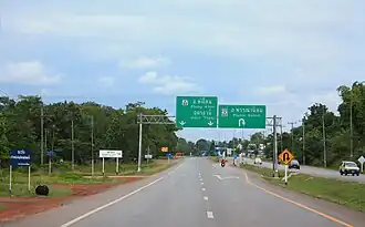 Highway 22 dual carriageway with u-turn in Sakhon Nakhon