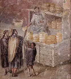 A painting of a politician redistributing bread