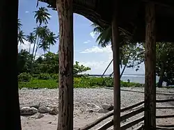 Looking out from a beach fale