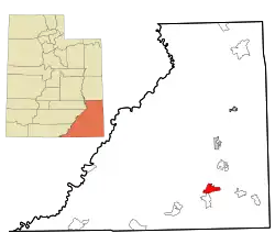 Location in San Juan County and the state of Utah