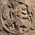 Hero fighting against lions, a motif of West-Asian origin, such as this one or this one.[12]