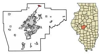 Location of Williamsville in Sangamon County, Illinois.