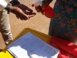 Sanitising station at church.