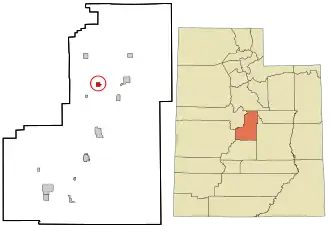 Location in Sanpete County and the state of Utah.