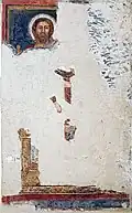 Palimpsest of frescoes on the eastern pillar