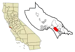 Location in Santa Cruz County and the state of California