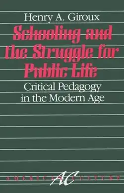 The cover of Schooling and the Struggle for Public Life. It is green with white horizontal lines across it.