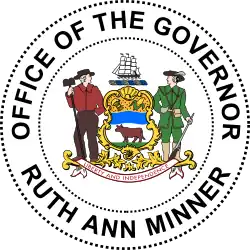 Seal of Ruth Ann Minner, Governor of Delaware 2001–2009