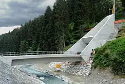 Sedrun portal (maintenance access, bridge over the Anterior Rhine), 1,334 m (4,377 ft) a.s.l.