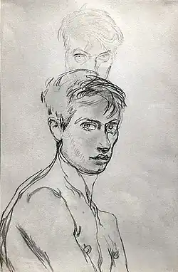 Self-Portrait with Seated Male Nude in 1908
