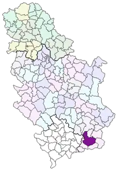 Location of the municipality of Vranje in Serbia