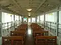 Wood seats, JR Shikoku Seto-Ōhashi Torokko &nbsp;[ja] train.