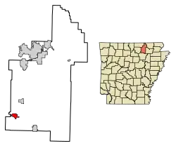 Location of Sidney in Sharp County, Arkansas.