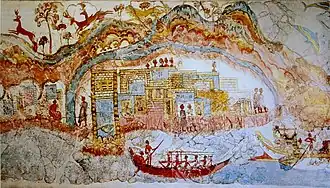 Fresco from the Bronze Age at Akrotiri, Santorini