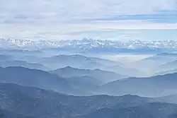 View of the Shivalik Hills and the Middle Himalayas in Himachal Pradesh