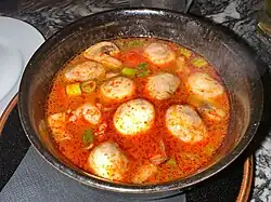 Shrimp Tom yum soup from a Thai restaurant in Delray Beach, Florida