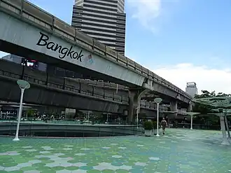 Viaduct of Silom Line at Pathumwan Skywalk.