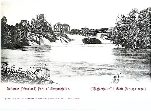 The waterfall Skarpedsfallet in Rottneros, Sweden