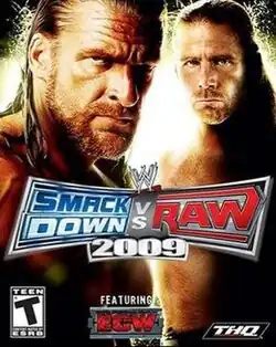 D-Generation X (Triple H and Shawn Michaels) look towards the viewer. The game's logo appears in the middle as well as the ECW logo.