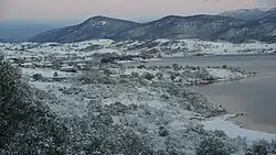 Snow in Jindabyne, New South Wales, a town in the Snowy Mountains