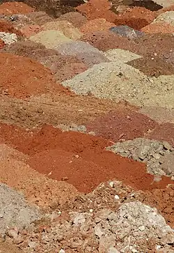 Decorative image of bright red colored soil