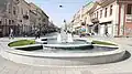 Sombor main street with the water fountain