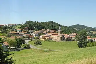 The church and surrounding buildings in Saint-Clément-les-Places