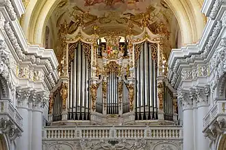 Organ loft with the Bruckner organ