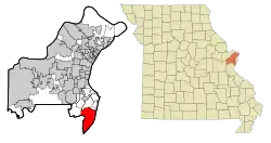 Location of Oakville, Missouri
