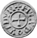 A black and white photo of an Anglo-Scandinavian coin