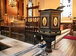 The pulpit was the work of Grinling Gibbons