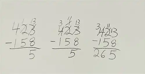 Standard subtraction algorithm. Regrouping and ungrouping.