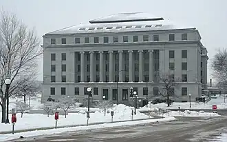 The State Office Building, where members of the Minnesota House of Representatives have offices, adjacent to the Capitol. Currently under renovation[20]