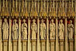 Some of the 15 statues of kings, from Henry III to Henry VI, in the 15th-century Kings Screen