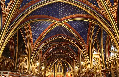 Ceiling of the lower chapel of Sainte-Chapelle (1242–48)