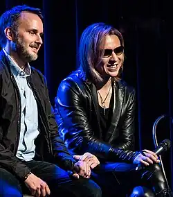We Are X director Stephen Kijak (left) and X Japan front-man and star of the film Yoshiki, at a Q&A panel promoting the film in San Francisco.