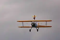 Stunt man John Thomas performing wing walking.