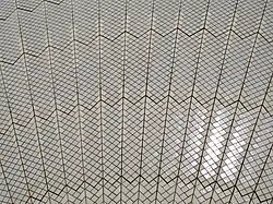 The glazed ceramic tiles of the Sydney Opera House.