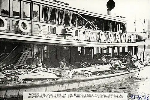 Damage to Kurra-Ba after her 1936 collision with Kulgoa