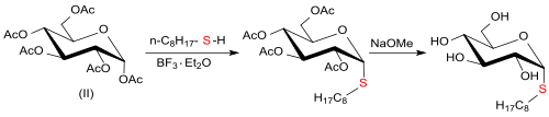 Synthese von n-Octyl-α-thioglucopyranosid aus Pentaacetyl-β-glucose