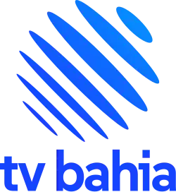 A circle separated into seven blue filled ellipses. Beneath it, a line of text written "tv bahia" in lowercase letters.