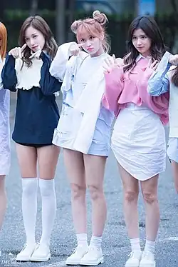 MiSaMo in 2016 L–R: Mina, Momo, and Sana