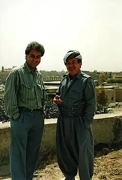 Tahsin Taha (right) with his youngest brother Democrat Taha in The Erbil Citadel in 1991