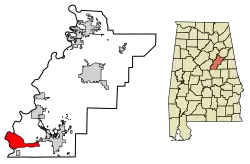 Location of Fayetteville in Talladega County, Alabama.