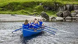Tambar, girls under 15 (children's rowing). Photo by Ólavur Frederiksen, July 21, 2019.